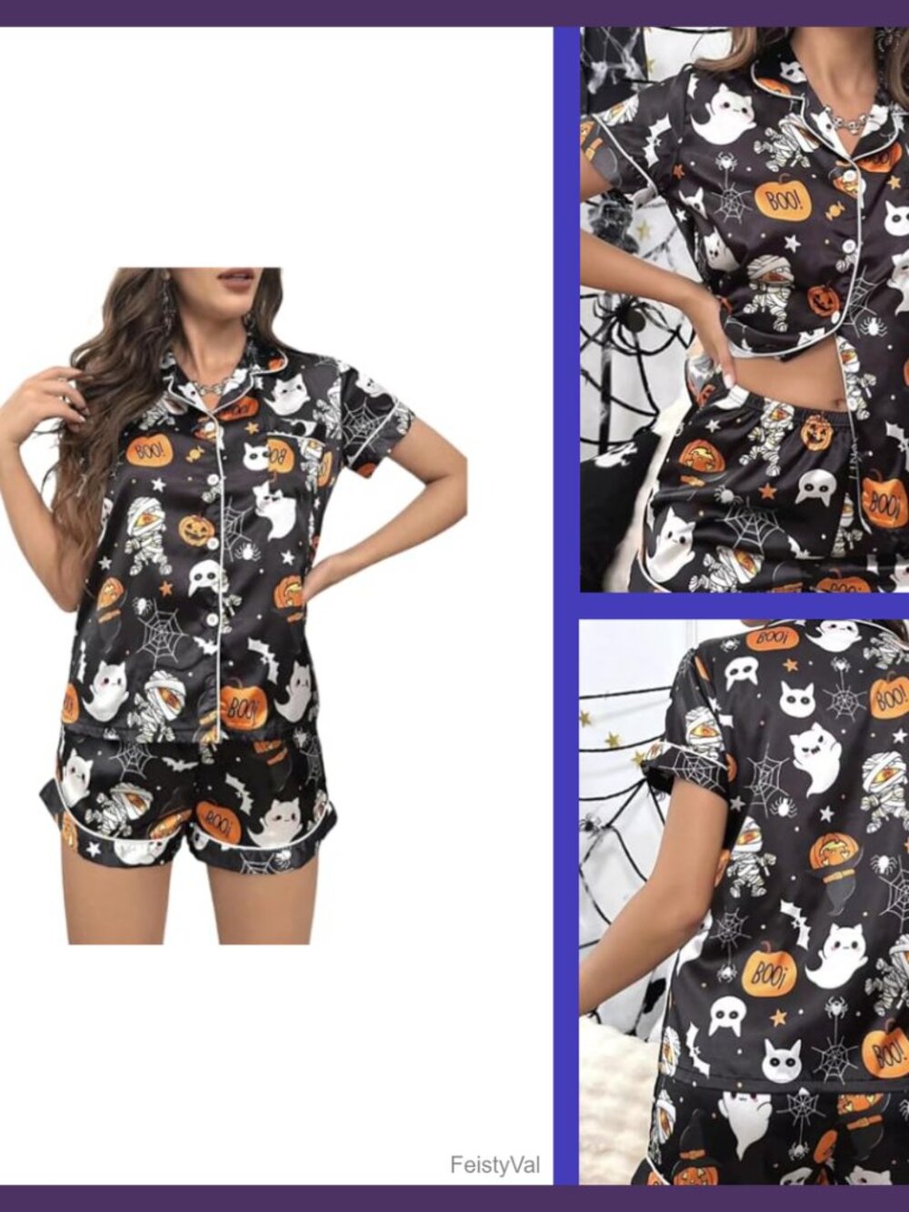 Women's 2-Piece Pajama Set Ghost Pumpkin Short Sleeve Polyester Halloween